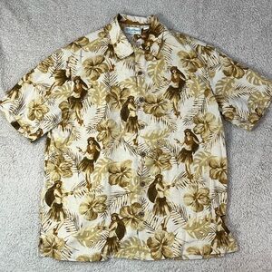 NWT Caribbean Silk Hula Belly Dancing Girls Hawaiian Shirt Button Up Shirt Sz M